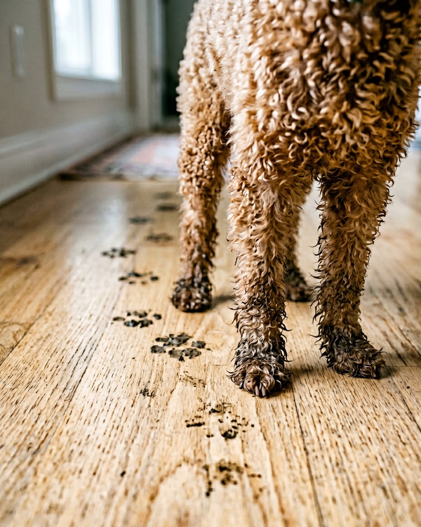 泥のついた犬の足先